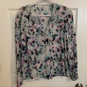 SALE Parker floral button down silk blouse